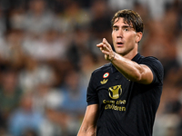 Dusan Vlahovic of Juventus during the Serie A match between Juventus FC and AS Roma at Allianz Stadium in Turin, Italy, on September 1, 2024...