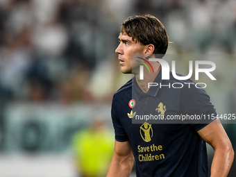 Dusan Vlahovic of Juventus during the Serie A match between Juventus FC and AS Roma at Allianz Stadium in Turin, Italy, on September 1, 2024...