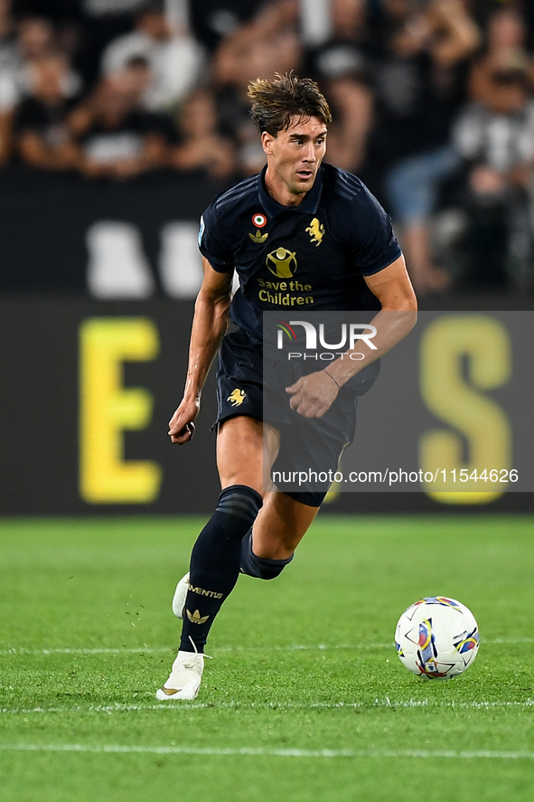 Dusan Vlahovic of Juventus during the Serie A match between Juventus FC and AS Roma at Allianz Stadium in Turin, Italy, on September 1, 2024...