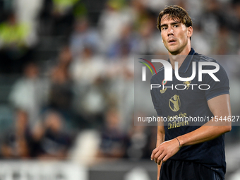 Dusan Vlahovic of Juventus during the Serie A match between Juventus FC and AS Roma at Allianz Stadium in Turin, Italy, on September 1, 2024...