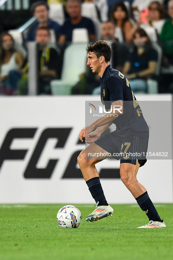 Andrea Cambiaso of Juventus during the Serie A match between Juventus FC and AS Roma at Allianz Stadium in Turin, Italy, on September 1, 202...