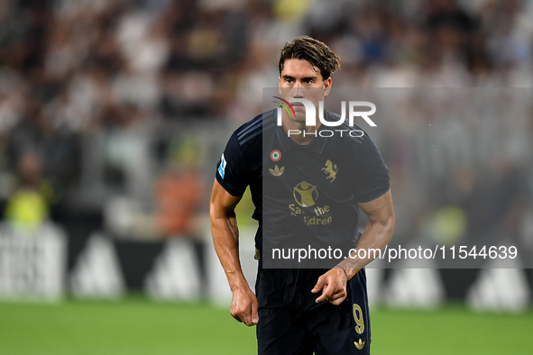 Dusan Vlahovic of Juventus during the Serie A match between Juventus FC and AS Roma at Allianz Stadium in Turin, Italy, on September 1, 2024...