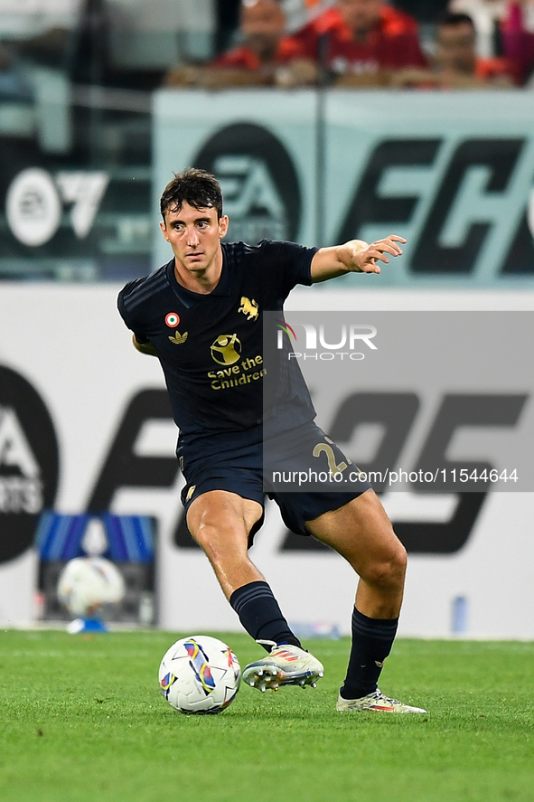 Andrea Cambiaso of Juventus during the Serie A match between Juventus FC and AS Roma at Allianz Stadium in Turin, Italy, on September 1, 202...