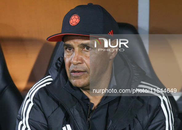 Carlos Paniagua coaches the Colombian national team during the FIFA U-20 Women's World Cup 2024 match between Colombia and Cameroon at the E...