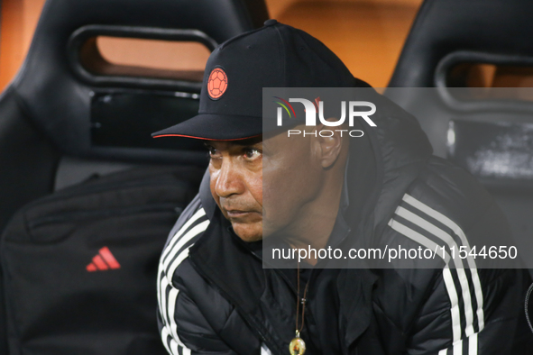 Carlos Paniagua coaches the Colombian national team during the FIFA U-20 Women's World Cup 2024 match between Colombia and Cameroon at the E...