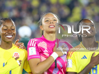 Sintia Cabezas, Luisa Agudelo, and Linda Caicedo of Colombia during the FIFA U-20 Women's World Cup 2024 match between Colombia and Cameroon...