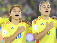 Gabriela Rodriguez and Cristina Motta of Colombia during the FIFA U-20 Women's World Cup 2024 match between Colombia and Cameroon at the El...