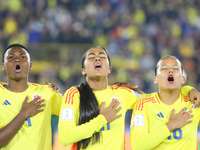 Yunaira Lopez (L), Maithe Lopez, and Juana Ortegon of Colombia during the FIFA U-20 Women's World Cup 2024 match between Colombia and Camero...