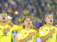 Juana Ortegon (L), Gabriela Rodriguez, and Cristina Motta of Colombia during the FIFA U-20 Women's World Cup 2024 match between Colombia and...