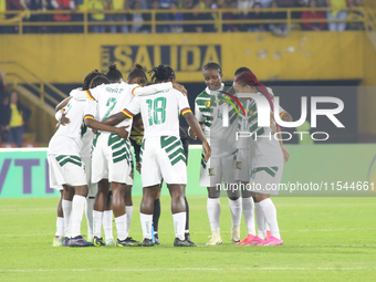 Cameroon players during the FIFA U-20 Women's World Cup 2024 match between Colombia and Cameroon at the El Campin stadium in Bogota, Colombi...