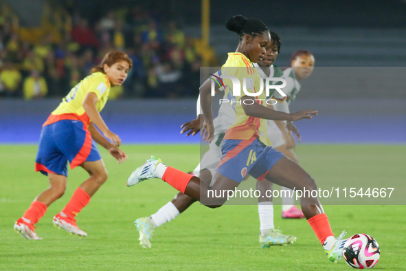 Linda Caicedo of Colombia controls the ball during the FIFA U-20 Women's World Cup 2024 match between Colombia and Cameroon at the El Campin...