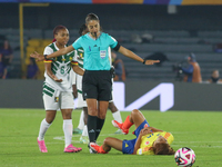 Gabriela Rodriguez of Colombia and Toko Njoya of Cameroon fight for the ball during the FIFA U-20 Women's World Cup 2024 match between Colom...