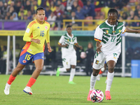 Lamine Mana of Cameroon controls the ball during the FIFA U-20 Women's World Cup 2024 match between Colombia and Cameroon at the El Campin s...