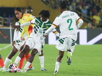 Monique Ngock of Cameroon and Maithe Lopez of Colombia fight for the ball during the FIFA U-20 Women's World Cup 2024 match between Colombia...