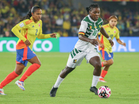 Nina Ngueleu of Cameroon controls the ball during the FIFA U-20 Women's World Cup 2024 match between Colombia and Cameroon at the El Campin...