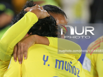 Yessica Munoz and Juana Ortegon of Colombia celebrate the goal during the FIFA U-20 Women's World Cup 2024 match between Colombia and Camero...