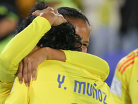 Yessica Munoz and Juana Ortegon of Colombia celebrate the goal during the FIFA U-20 Women's World Cup 2024 match between Colombia and Camero...