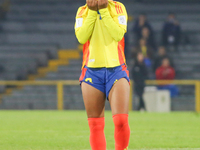 Yessica Munoz of Colombia celebrates scoring during the FIFA U-20 Women's World Cup 2024 match between Colombia and Cameroon at the El Campi...