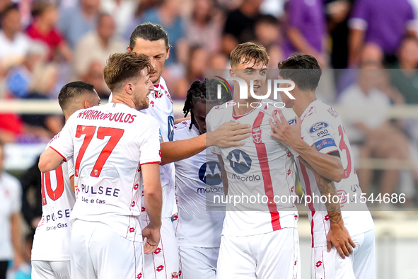 Daniel Maldini of AC Monza celebrates after scoring second goal during the Serie A Enilive match between ACF Fiorentina and AC Monza at Stad...