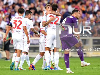 Daniel Maldini of AC Monza celebrates after scoring second goal during the Serie A Enilive match between ACF Fiorentina and AC Monza at Stad...