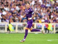 Cristiano Biraghi of ACF Fiorentina looks on during the Serie A Enilive match between ACF Fiorentina and AC Monza at Stadio Artemio Franchi...