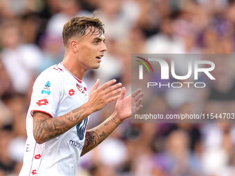 Daniel Maldini of AC Monza reacts during the Serie A Enilive match between ACF Fiorentina and AC Monza at Stadio Artemio Franchi on Septembe...