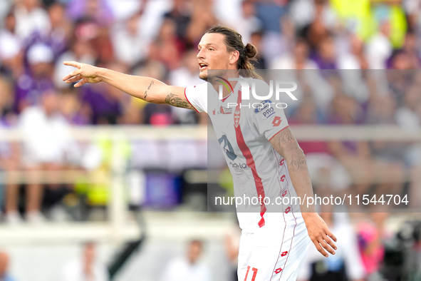 Milan Djuric of AC Monza gestures during the Serie A Enilive match between ACF Fiorentina and AC Monza at Stadio Artemio Franchi on Septembe...