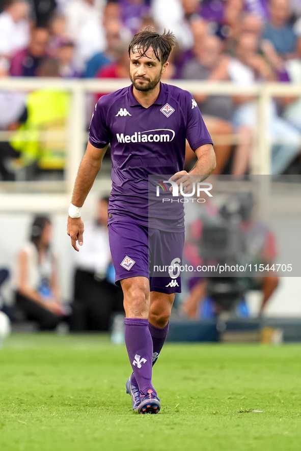 Luca Ranieri of ACF Fiorentina during the Serie A Enilive match between ACF Fiorentina and AC Monza at Stadio Artemio Franchi on September 0...