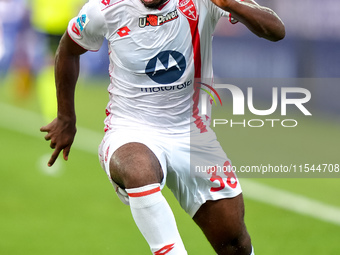 Warren Bondo of AC Monza in action during the Serie A Enilive match between ACF Fiorentina and AC Monza at Stadio Artemio Franchi on Septemb...