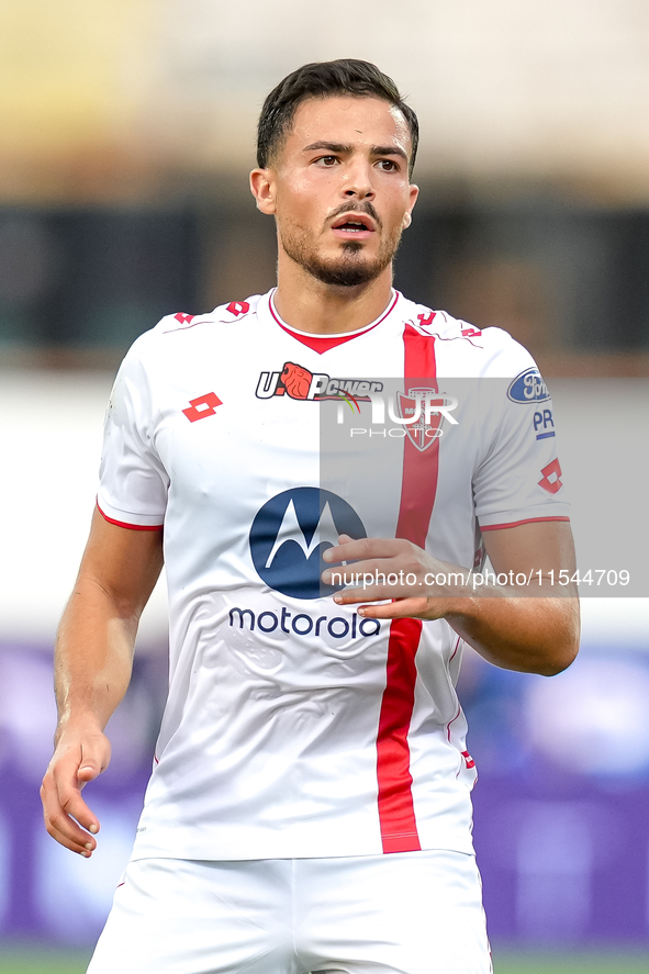 Andrea Carboni of AC Monza looks on during the Serie A Enilive match between ACF Fiorentina and AC Monza at Stadio Artemio Franchi on Septem...