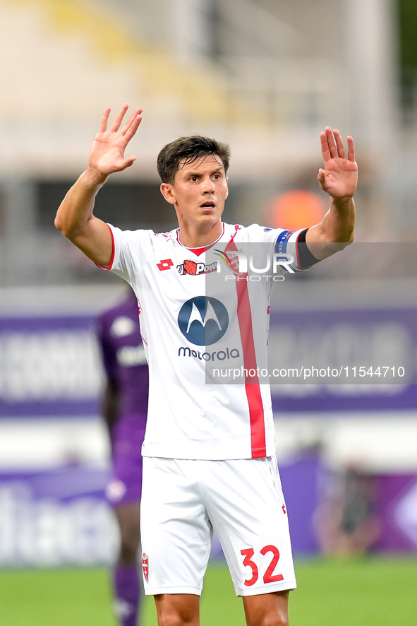 Matteo Pessina of AC Monza gestures during the Serie A Enilive match between ACF Fiorentina and AC Monza at Stadio Artemio Franchi on Septem...