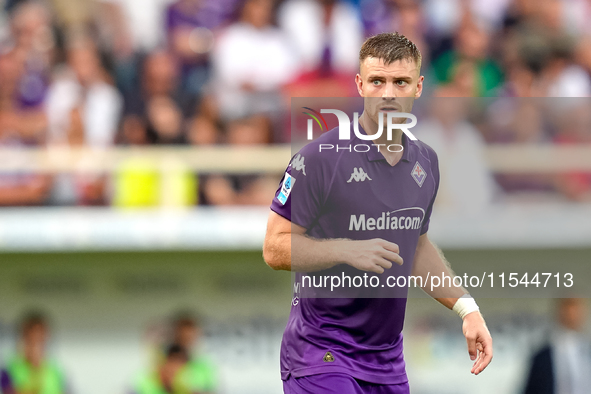 Lucas Beltran of ACF Fiorentina looks on during the Serie A Enilive match between ACF Fiorentina and AC Monza at Stadio Artemio Franchi on S...