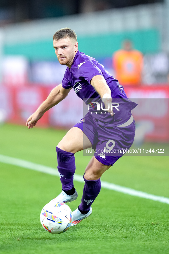 Lucas Beltran of ACF Fiorentina in action during the Serie A Enilive match between ACF Fiorentina and AC Monza at Stadio Artemio Franchi on...