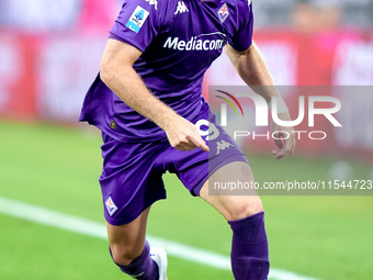 Lucas Beltran of ACF Fiorentina in action during the Serie A Enilive match between ACF Fiorentina and AC Monza at Stadio Artemio Franchi on...