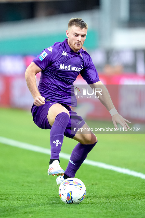 Lucas Beltran of ACF Fiorentina in action during the Serie A Enilive match between ACF Fiorentina and AC Monza at Stadio Artemio Franchi on...