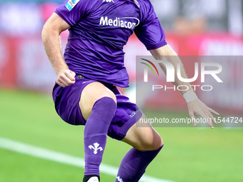 Lucas Beltran of ACF Fiorentina in action during the Serie A Enilive match between ACF Fiorentina and AC Monza at Stadio Artemio Franchi on...