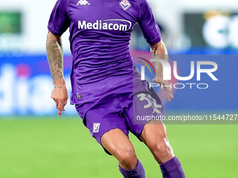 Danilo Cataldi of ACF Fiorentina in action during the Serie A Enilive match between ACF Fiorentina and AC Monza at Stadio Artemio Franchi on...