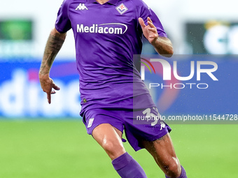 Danilo Cataldi of ACF Fiorentina in action during the Serie A Enilive match between ACF Fiorentina and AC Monza at Stadio Artemio Franchi on...