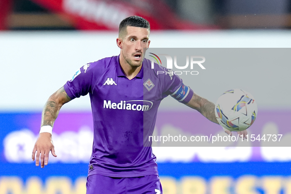 Cristiano Biraghi of ACF Fiorentina during the Serie A Enilive match between ACF Fiorentina and AC Monza at Stadio Artemio Franchi on Septem...