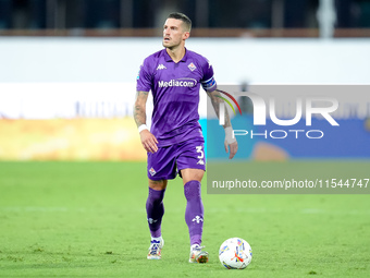 Cristiano Biraghi of ACF Fiorentina during the Serie A Enilive match between ACF Fiorentina and AC Monza at Stadio Artemio Franchi on Septem...