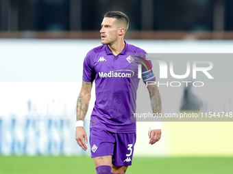 Cristiano Biraghi of ACF Fiorentina looks on during the Serie A Enilive match between ACF Fiorentina and AC Monza at Stadio Artemio Franchi...