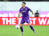 Cristiano Biraghi of ACF Fiorentina in action during the Serie A Enilive match between ACF Fiorentina and AC Monza at Stadio Artemio Franchi...