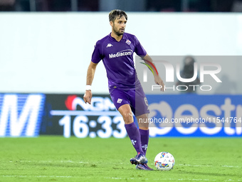 Luca Ranieri of ACF Fiorentina in action during the Serie A Enilive match between ACF Fiorentina and AC Monza at Stadio Artemio Franchi on S...