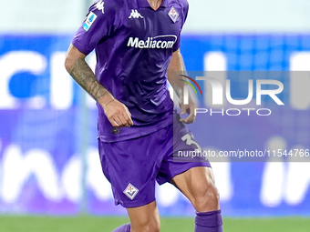 Danilo Cataldi of ACF Fiorentina in action during the Serie A Enilive match between ACF Fiorentina and AC Monza at Stadio Artemio Franchi on...