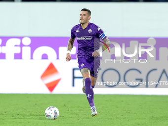 Cristiano Biraghi of ACF Fiorentina during the Serie A Enilive match between ACF Fiorentina and AC Monza at Stadio Artemio Franchi on Septem...