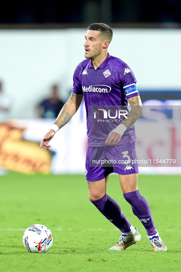 Cristiano Biraghi of ACF Fiorentina during the Serie A Enilive match between ACF Fiorentina and AC Monza at Stadio Artemio Franchi on Septem...