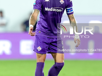 Cristiano Biraghi of ACF Fiorentina during the Serie A Enilive match between ACF Fiorentina and AC Monza at Stadio Artemio Franchi on Septem...