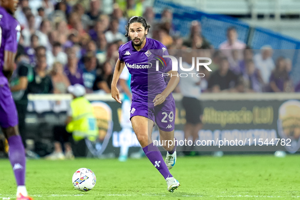 Yacine Adly of ACF Fiorentina during the Serie A Enilive match between ACF Fiorentina and AC Monza at Stadio Artemio Franchi on September 01...