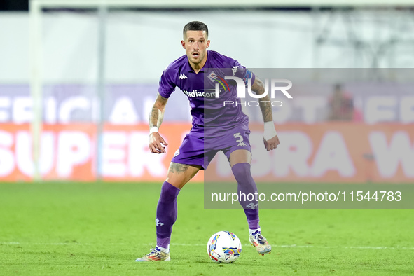 Cristiano Biraghi of ACF Fiorentina during the Serie A Enilive match between ACF Fiorentina and AC Monza at Stadio Artemio Franchi on Septem...