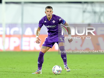 Cristiano Biraghi of ACF Fiorentina during the Serie A Enilive match between ACF Fiorentina and AC Monza at Stadio Artemio Franchi on Septem...